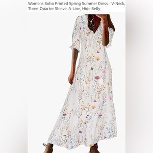 Floral Boho Maxi Dress, Short sleeve, size S, New